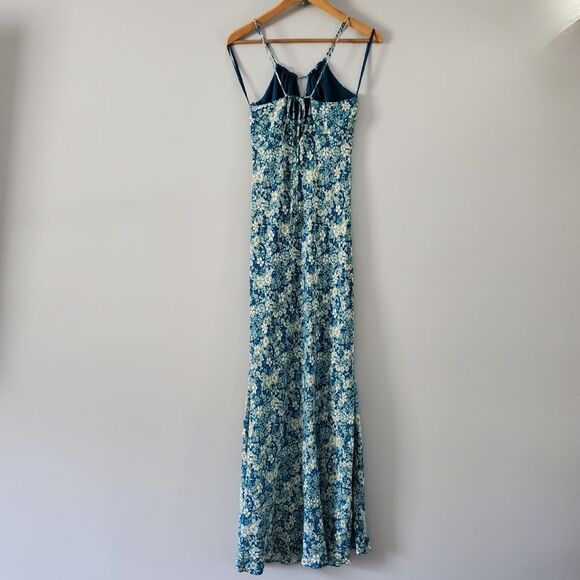 New Free People Bon Voyage Floral Print Woven Midi Dress In Blue Combo Size M - Picture 6 of 9